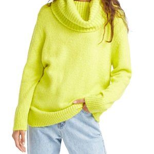 Simons Twik Neon Yellow / Green Cowl Neck Knit Sweater